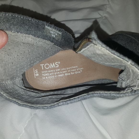 TOM'S Ankle Booties, Grey, Size 8 - Picture 3 of 4
